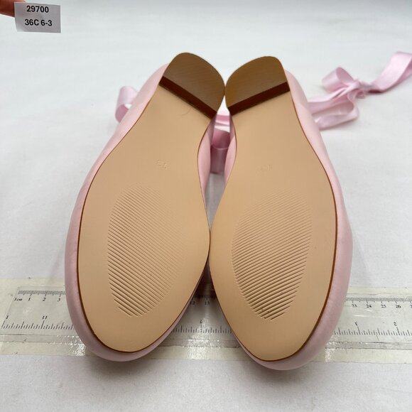FSJ Light Pink Lace Up Ballet Flats Closed Toe Ballerinas Shoes - Picture 6 of 7